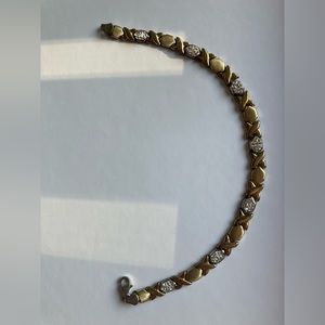 Crystal Stampato Bracelet in 10K Gold Bonded Sterling Silver - 7.25"